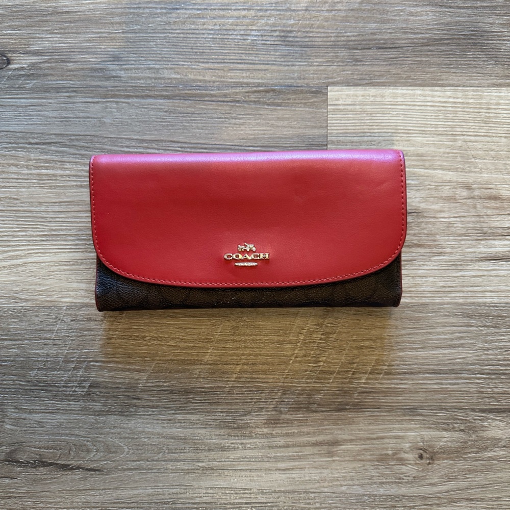 Coach Red and Brown Women's Wallet
